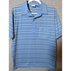 Jordan Christopher Men's XL Striped Polo Shirt Blue White Black Short Sleeve